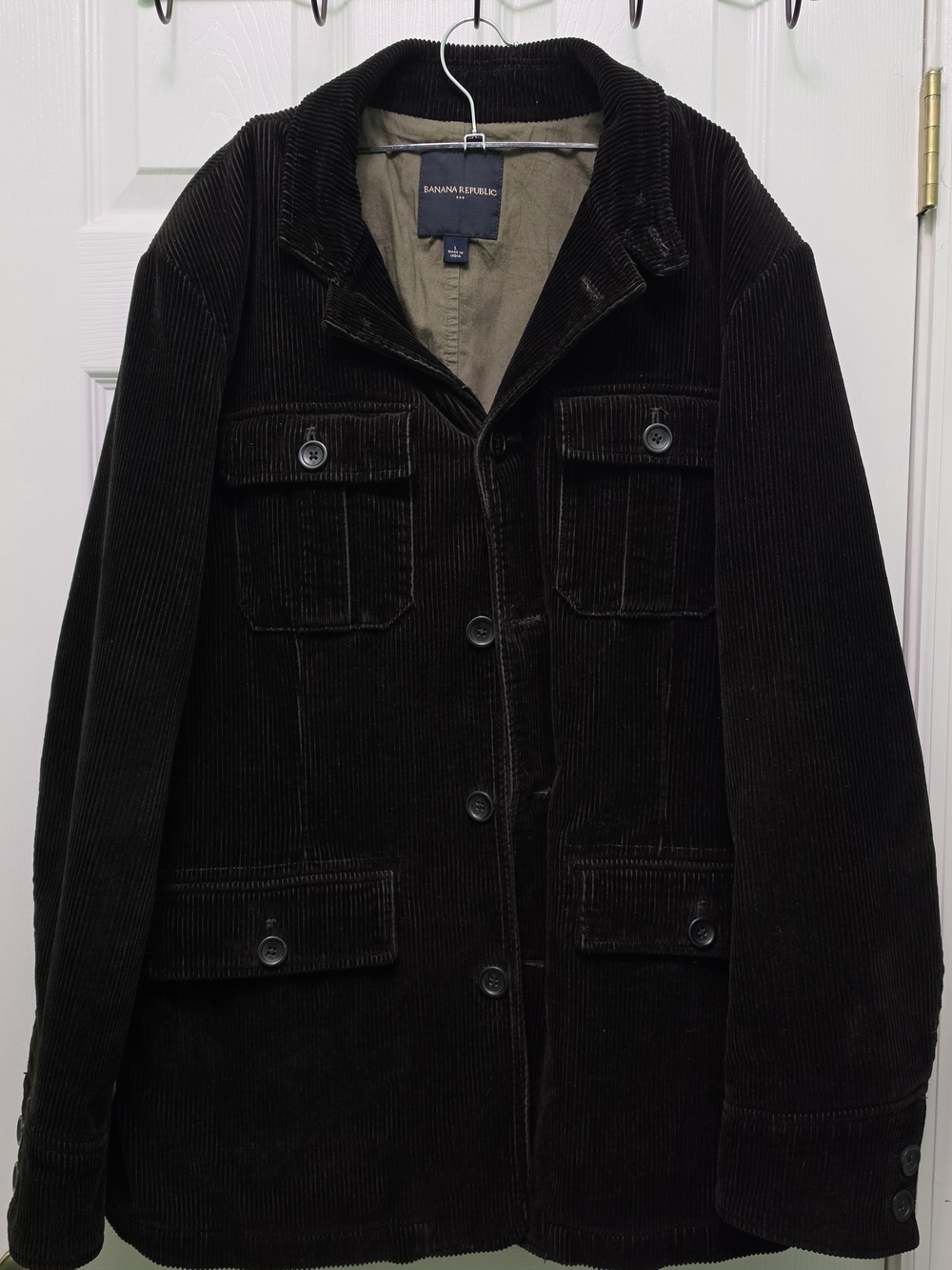 Banana Republic Mens Large Corduroy Field Jacket Dark Brown Utility Coat
